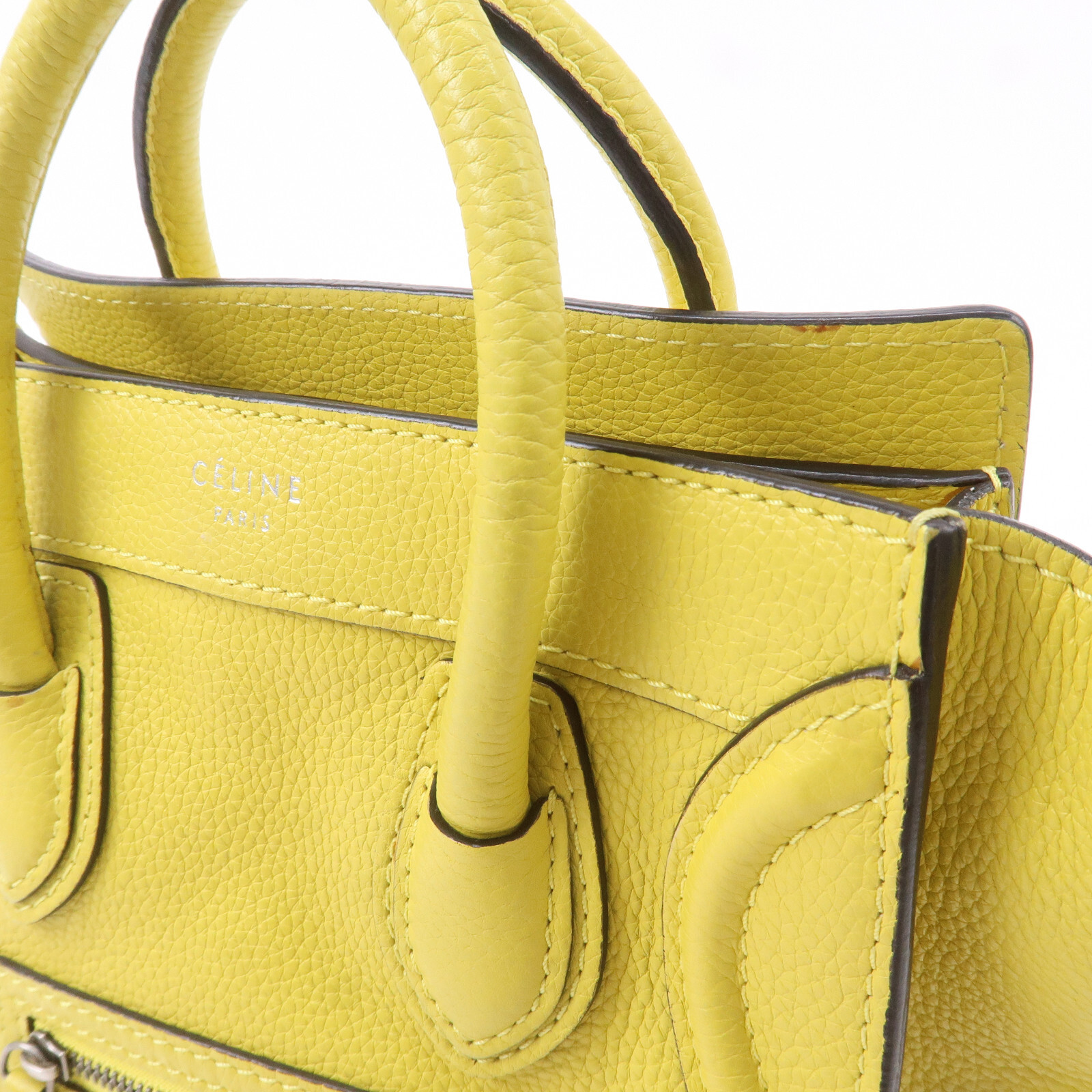 Authentic CELINE Leather Luggage Nano Shopper 2Way Bag Yellow 168243 Used F/S eBay