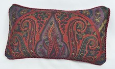 Pillow made w Ralph Lauren Socialite Paisley Sateen Fabric 12x7 trim cord