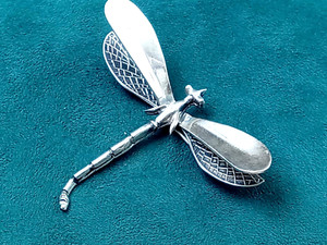Special Sterling Silver Dragonfly Pin 3" wide x 2.5" long x .25" tall - 16 grams