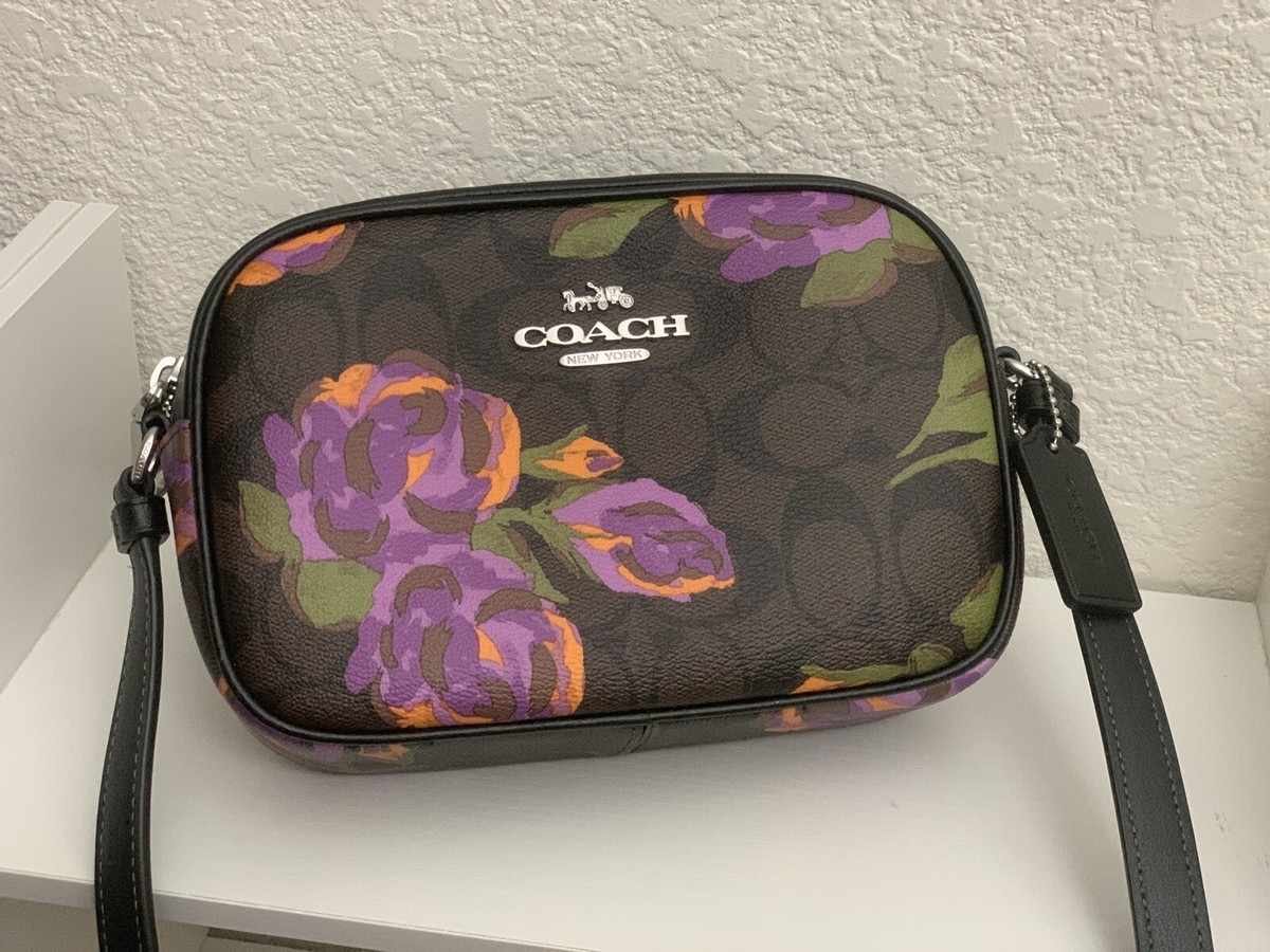 そむちゃいCoach バックパック ブラウン/グリーン/ブラック/パープル New! COACH Mini Jamie Camera Bag Signature Canvas with Rose CL659