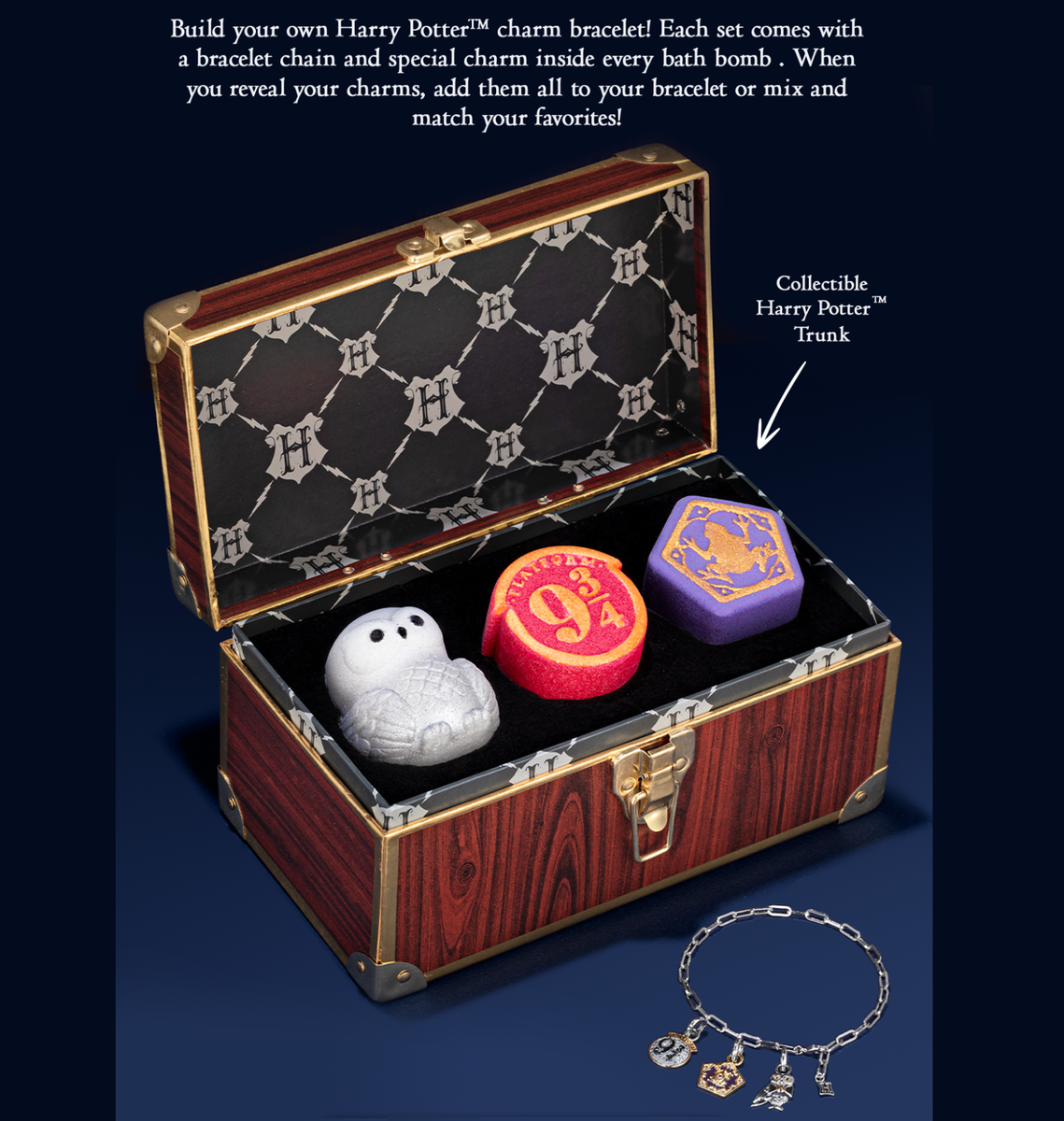 Charmed Aroma Harry Potter 3 Bath Bomb Trunk Set and Charm
