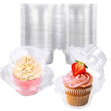 50 Pack Individual Cupcake Containers Plastic Cupcake Boxes Cupcake Holders