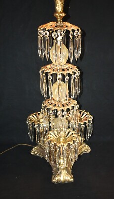 1960's L&L WMC Hollywood Regency Loevsky & Loevsky Brass Crystal Prism Lamp RARE