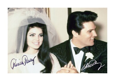 Elvis Priscilla Presley wedding day (7) A4 signed Choice - Main Image
