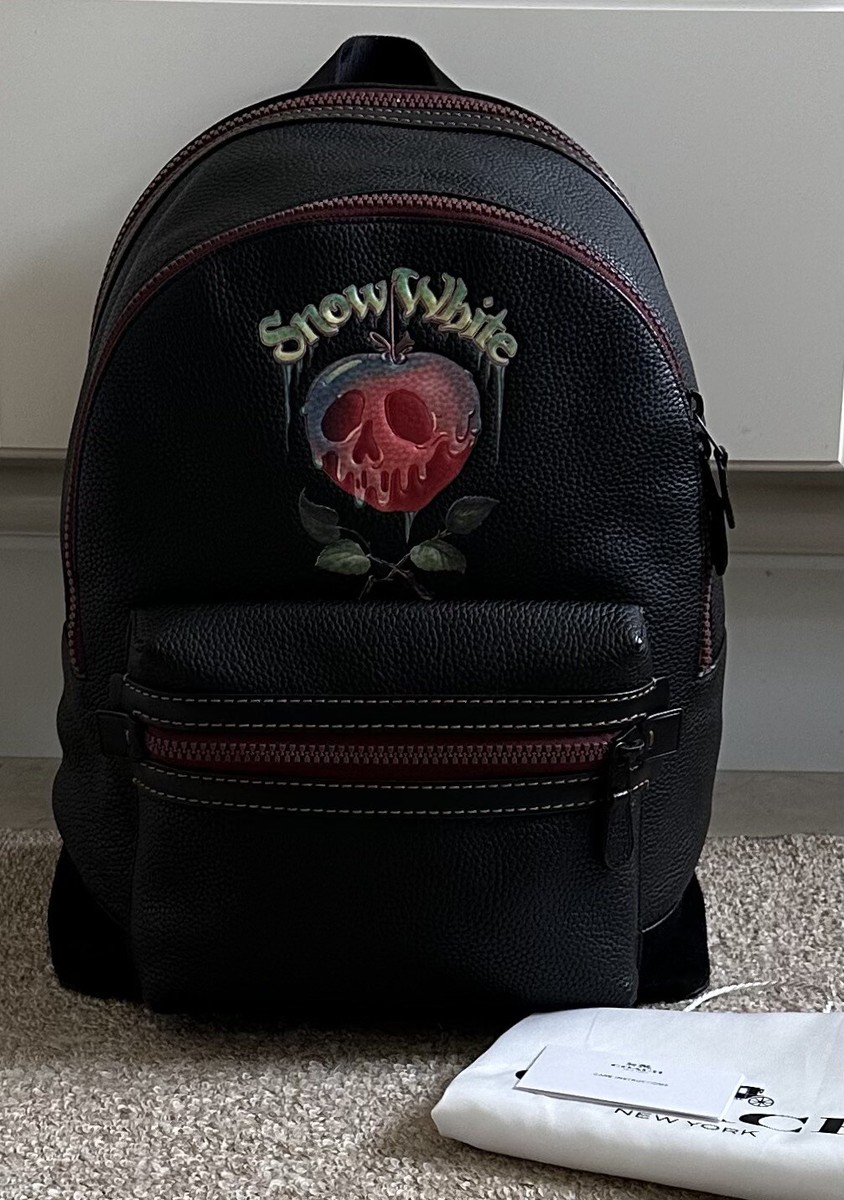 DISNEY X COACH POISON APPLE ACADEMY BLACK LEATHER BACKPACK 32663