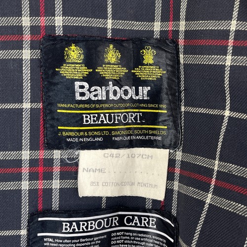 Barbour Beaufort Wax Jacket Mens C42 Blue Waxed Country Vintage Classic Coat - 第 20/21 張圖片