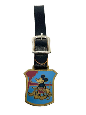 1934  DISNEY ENGLISH VERSION POCKETWATCH FOB  WITH MICKEY AND PLUTO