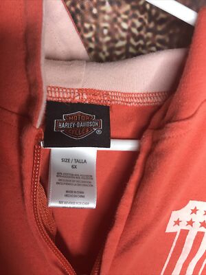 Harley Davidson Girl's Zip Up Front Knit Hoodie 6521129 Size 6X | eBay