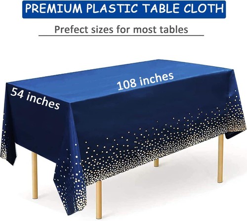 2 Manteles Plásticos Rectangulares De Mesa 54x108 Azul Oro Para Fiestas Cumpleaño - Imagen 6 de 6