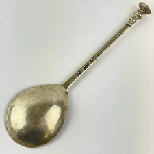 Antique George II Solid Silver Seal Top Spoon Ebenezer Coker 1742 18cm 51g