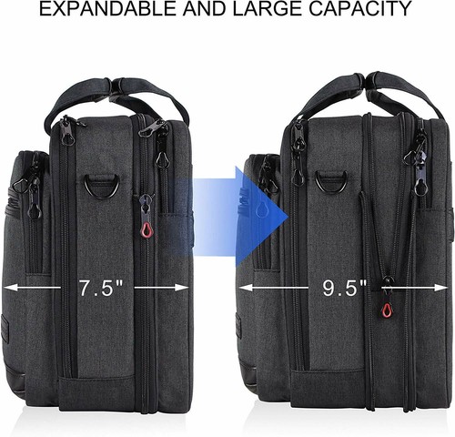 18' Laptop Bag Briefcase 17.3 Inch Expandable Water-Repellent Business Travel Ne - Picture 2 of 7