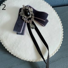 Lady Retro Rhinestone Bow Neck Tie Collar Crystal Bowknot Uniform Bowtie Ribbon