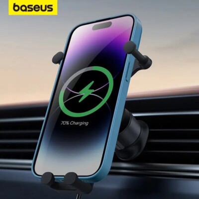 Baseus 15W Phone Mount with Wireless Charging for Car Supports IOS and Android