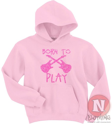 Born to play guitar Hoodie kids top Hoody funny music band festival teen - Picture 6 of 12