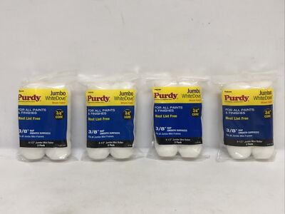Lot Of (4) Purdy White Dove Dralon 4.5  W X 3/8   Mini Paint Roller Cover 2 Pack