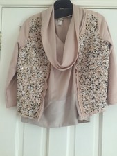 Postcard From Brighton Jersey Beaded Jacket Nude Size S With Free Top Size 8