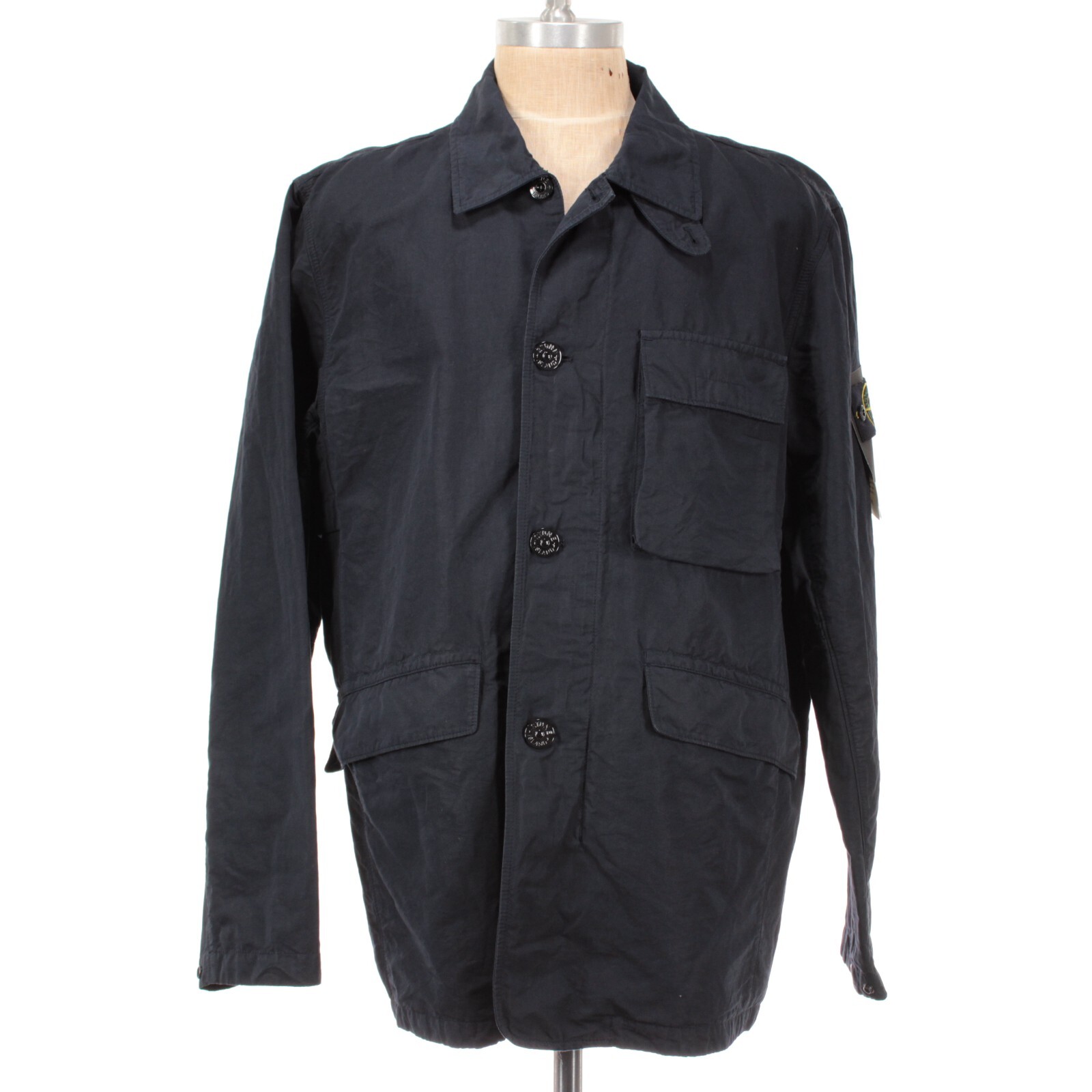 Stone Island NWT Jacket Size 2XL In Solid Blue Tela Cotone Lino
