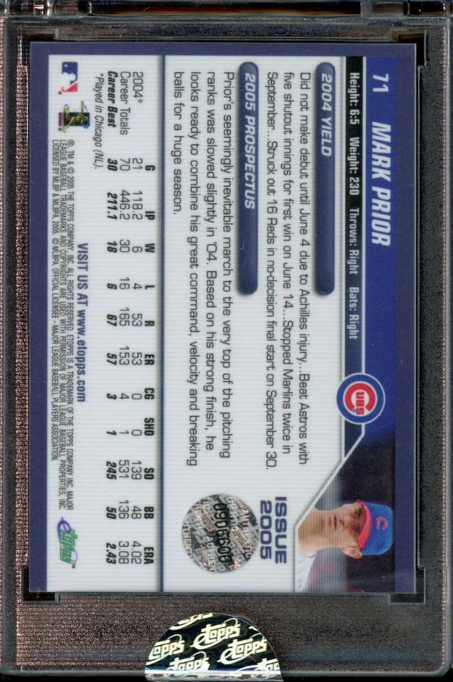 2005 Topps eTopps #71 Mark Prior /1337 Cubs - Image 2 of 4
