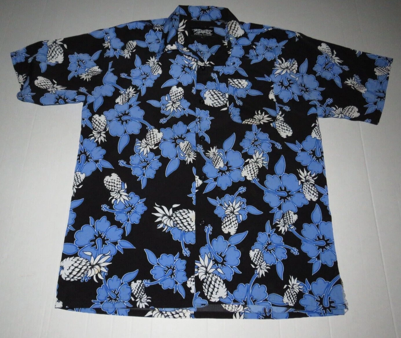 Dragonfly Pineapple Floral Button Up Hawaiian Shirt Size Large Cruise Tiki