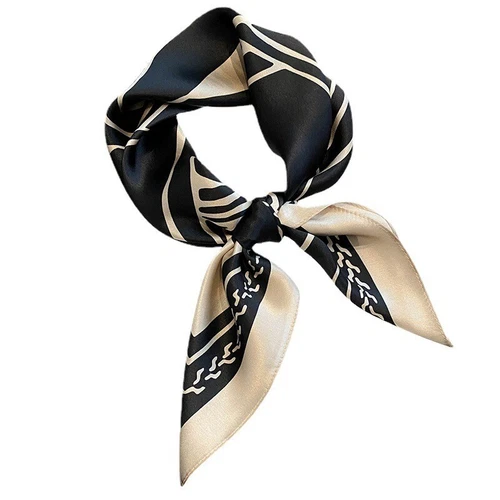 Bufanda cuadrada 100 % seda para mujer pañuelo envolvente negro blanco abstracto paiting 68*68 - Imagen 5 de 5