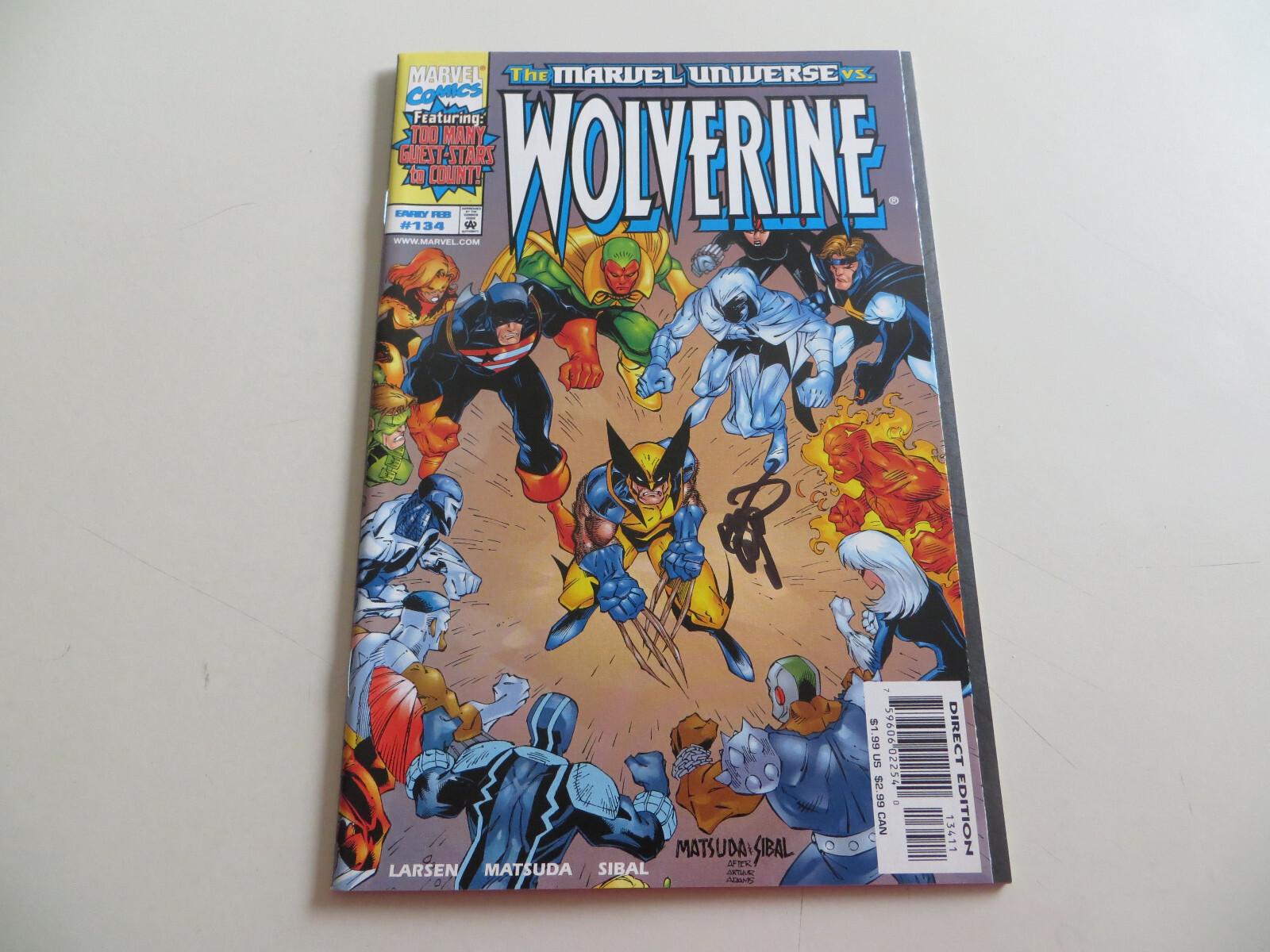 1999 Wolverine # 134  Signed By Erik Larsen, Coa & Poa