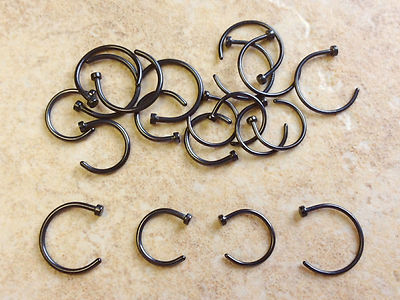10pc Black Plated 316L Steel Nose Hoops Wholesale Body Jewelry 20g,18g Rings - Foto 3