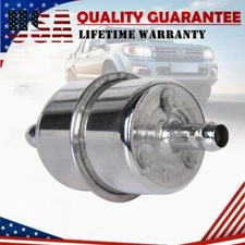 9746 Chrome Canister Fuel Filter For 3/8" ID Hose Carburetor Inline Gas Filter
