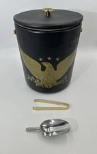 Vintage Hamilton Scotch Ice House XL Ice Bucket Black Gold Eagle