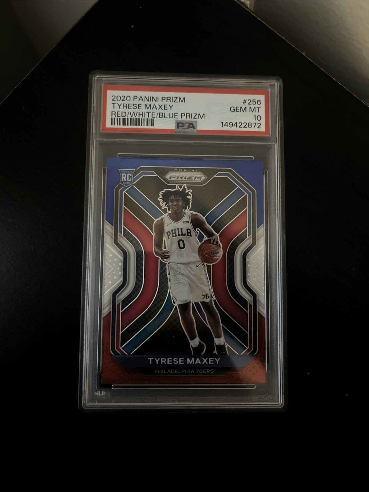 2020 Panini Prizm Tyrese Maxey #256 RED WHITE BLUE PRIZM ROOKIE RC PSA 10 GEM MT