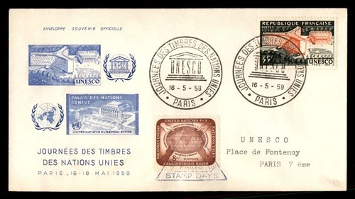 Mayfairstamps France FDC 1959 UNESCO Buildings UN European Office First Day Cove