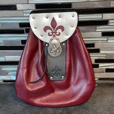 Large Leather Renaissance Pouches  Pirate, LARP Bag  Scottish Fleur de Lis