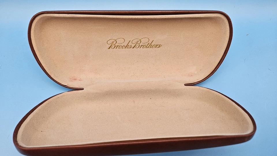 Estojo de óculos vintage Brooks Brothers couro marrom capa dura óculos  - Imagem 3 de 4
