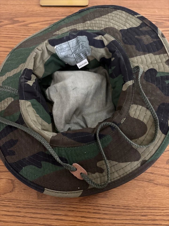 Tactical Woodland Sunhat, Size 7.5, Unknown Brand Military Camo Khaki Outdoors - Image 4 of 4