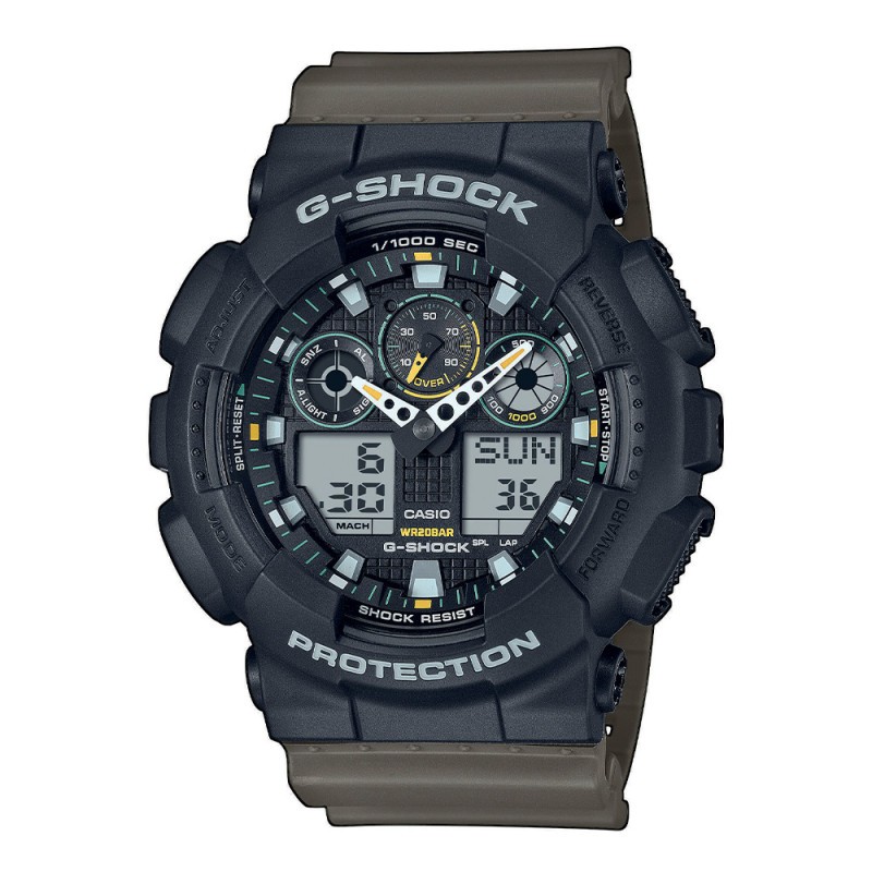 Montre résine noire G-Shock GA-100TU avec verre minéral et finition militaire de qualité