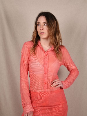& Other Stories Mesh-Shirt mit Wellen-Print Rot S