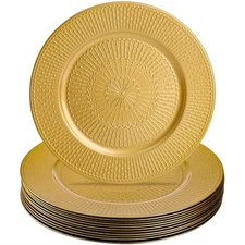 Gold Charger Plate 12 Pack 13-inch Beaded Wedding Platter Party Holiday