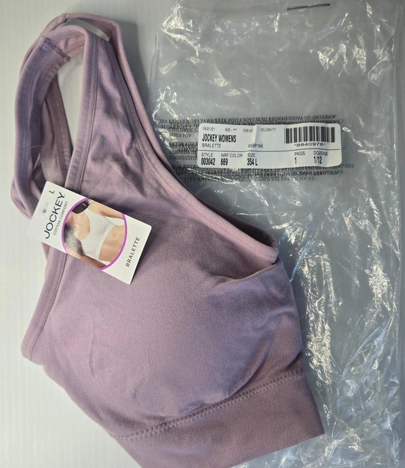 Novo com etiquetas alça regata elástica de algodão jóquei Bralette grande L rosa - Imagem 4 de 4