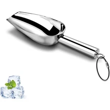 Stainless Steel Ice Scoop 6 Ounce Metal Ice Scooper for Kitchen Freezer Bar