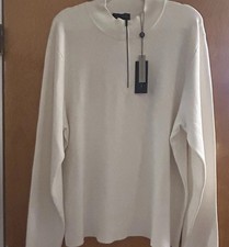 NWT Elie Tahari Men  s XL 1/4 Zip Sweater Ivory Knit Pullover Minimalist Business