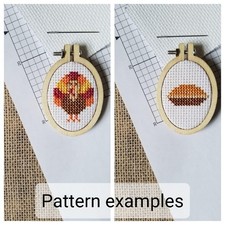Counted Cross Stitch Turkey and Pumpkin Pie M...