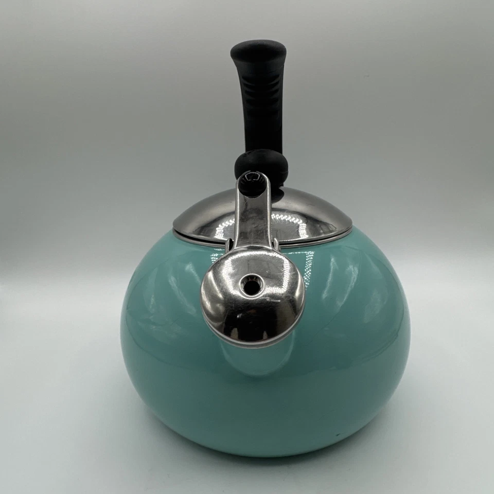 Hervidor de agua Farberware Luna Whistling azul aguamarina 2,5 qt esmalte sobre acero Foto 4 de 4