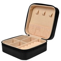 Reise Schmuckbox Schwarz 9,5Cm Schmuckaufbewahrung SchmuckkäStchen Ringbox Etui