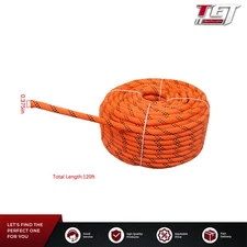 3/8in X 120ft Orange Black 48 Stranded Braided Rope Breaking Strength 3430 Lbs