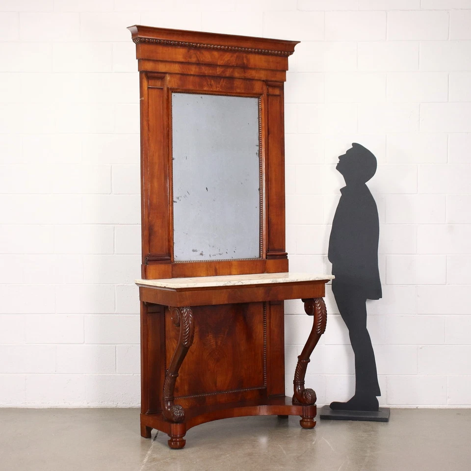 Antique Restoration Cherrywood Console Table with Mercury Mirror 19th Century - Image 2 of 4