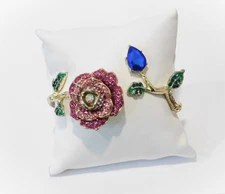Betsey Johnson Garden of Excess Bejeweled Hinged Cuff Bracelet "Damaged Hinge"