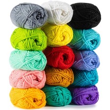 15x20g Acrylic Yarn for Crocheting - Soft Knitting Yarn for Crafts Multicolor...