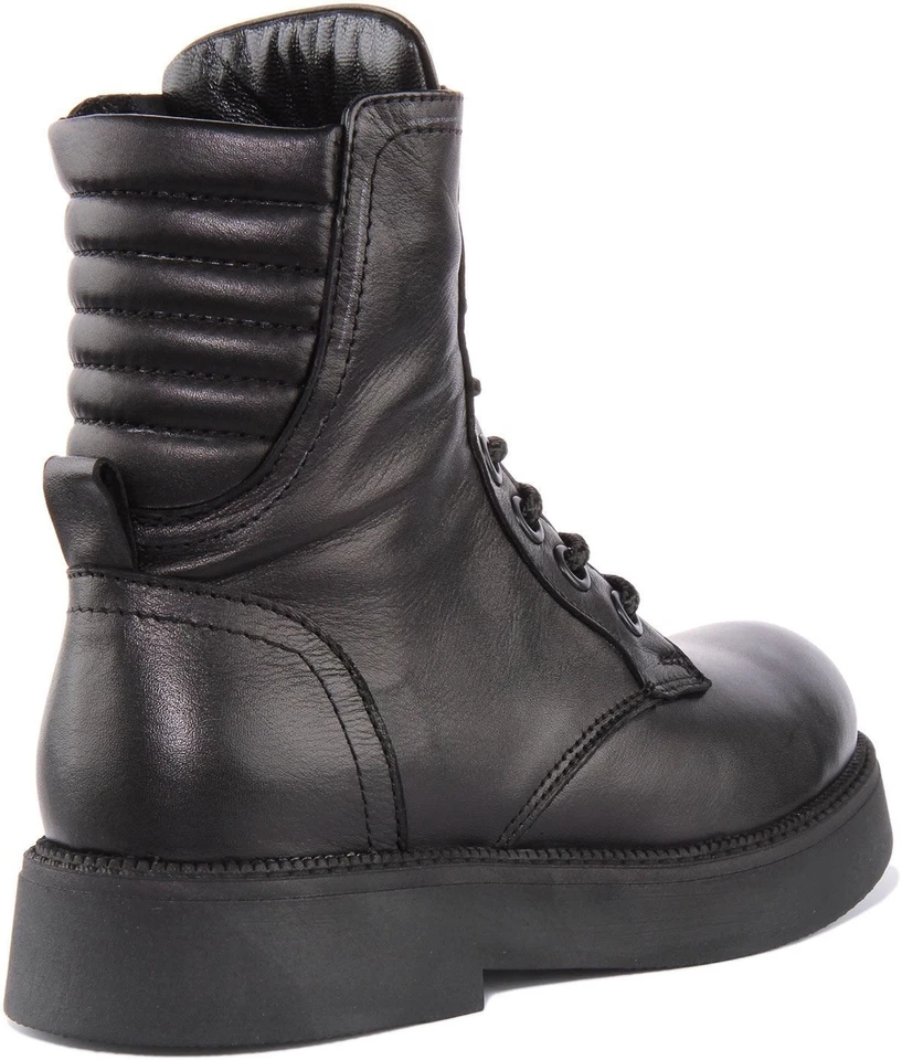 JUSTINREESS ENGLAND Clarissa Combate de Cuero Mujer Botas en Negro Ru 3-8 - Imagen 3 de 4