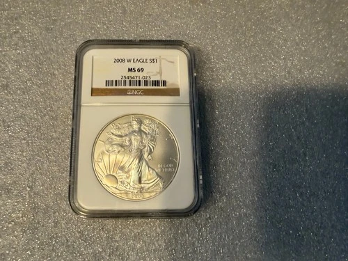 2008 W S$1 American Silver Eagle NGC MS69 Brown Label