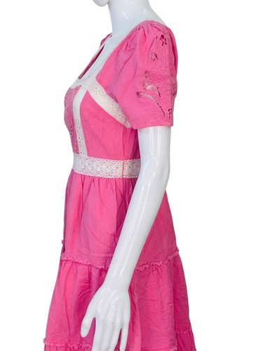 LoveShackFancy Femmes Prairie Crochet Œillet Floral Brodé Midi ROBE TAILLE S - Photo 6 sur 15