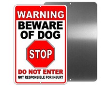 SIGN Beware Of Dog STOP Do Not Enter Warning Dog Will Bite METAL Keep Out /Decal